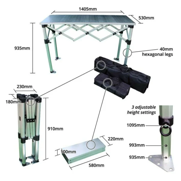 Folding Table Concertina Counter With Aluminium Top - Image 8
