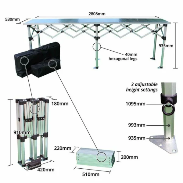 Folding Table Concertina Counter With Aluminium Top - Image 9