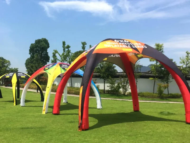 a group of inflatable spider dome