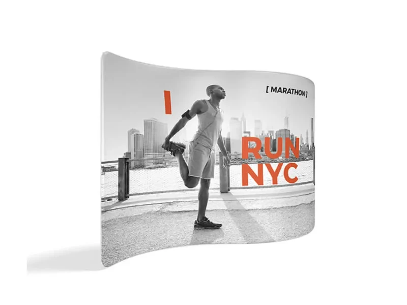 s-shape display walls with full colour printing