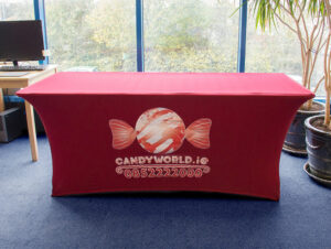 printed tablecloth in red