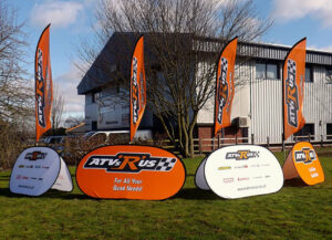 instant pop up banners printed in orange colour