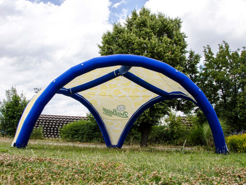 inflatable curved marquee at grass