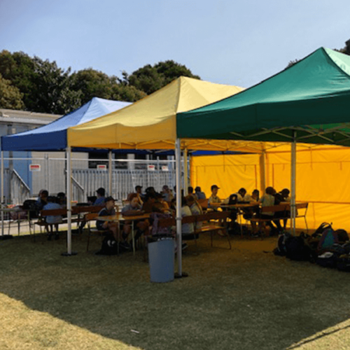 3x4.5m school gazebo in hours colours for outdoor dining