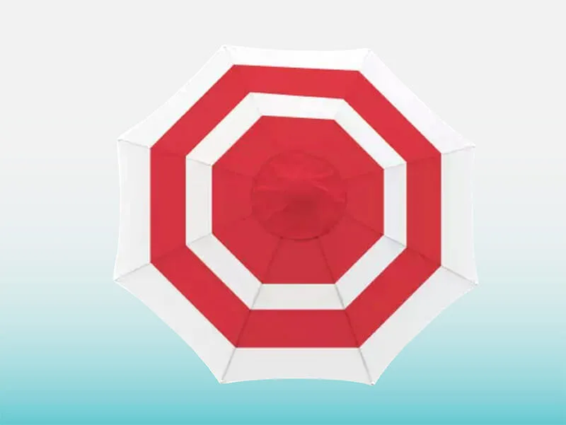 hercules printed outdoor umbrella-3 beach style printed umbrella in white and red stripe