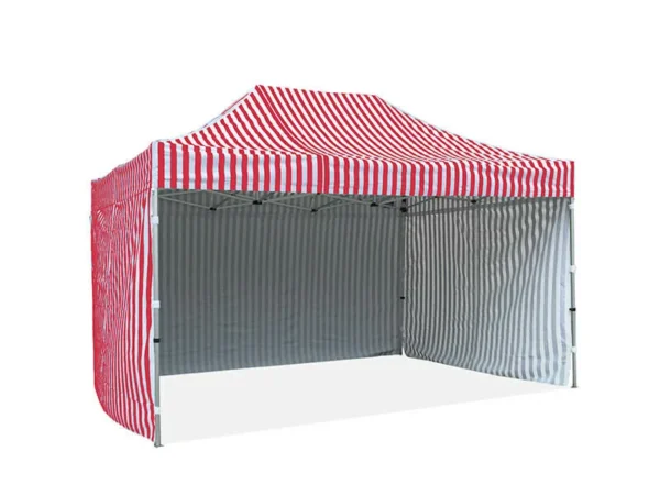stripped gazebo red 3x4.5m with walls