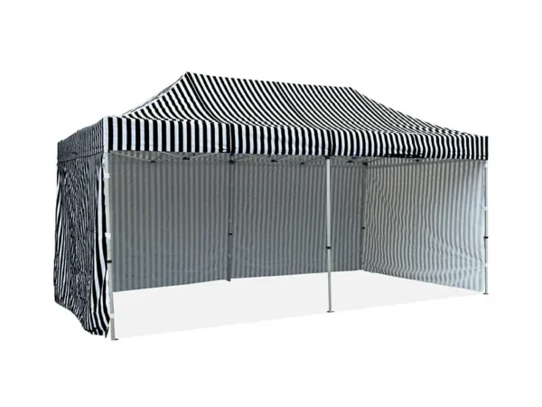 striped gazebos 3x6m with walls in black