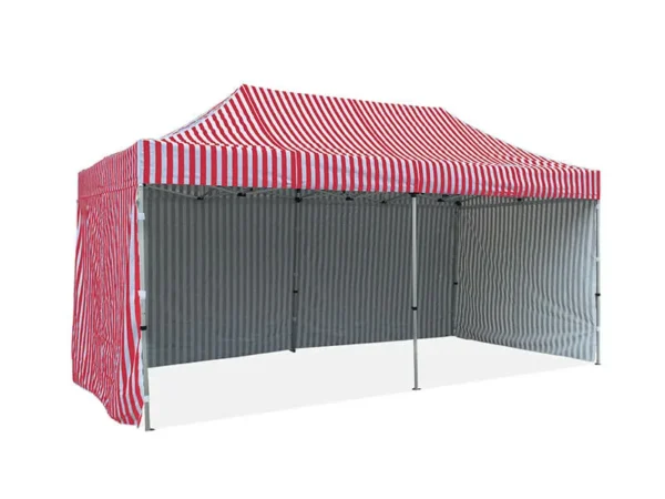 striped gazebos 3x6m with walls in red
