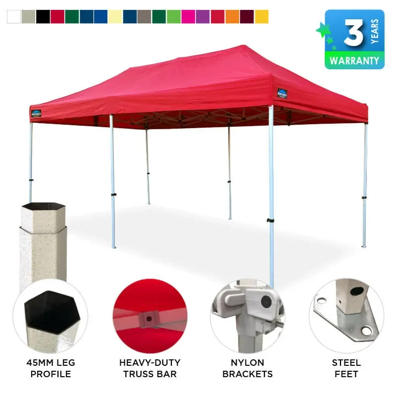 HEX 45S 6x3m gazebo - plain red