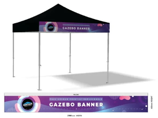 3x3m Black Pop Up Gazebo with Free Banner - Image 6
