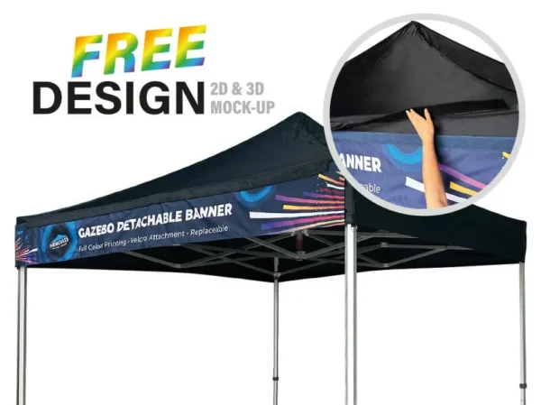 3x3m Black Pop Up Gazebo with Free Banner - Image 5