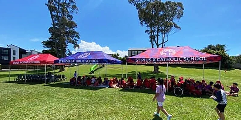 3x6m st pius x catholic school gazebo in house colours
