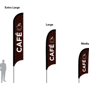 cafe flag feather flag in three sizes