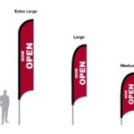 open flag feather flag in three sizes