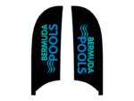 Custom feather flag signs for Bermuda Pools