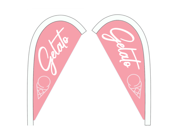 Custom teardrop flag signs for Gelato Store