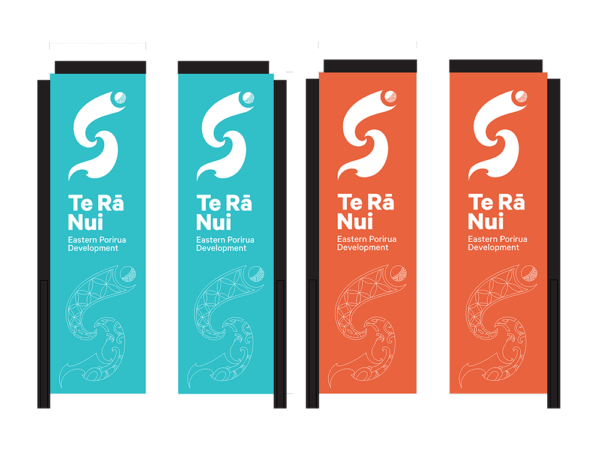 Custom rectangle flag signs for Porirua Development Council