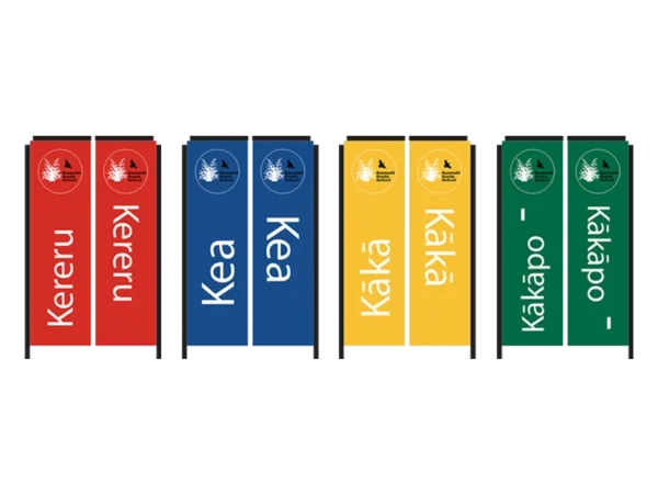Custom rectangle flag signs for Raumati South School
