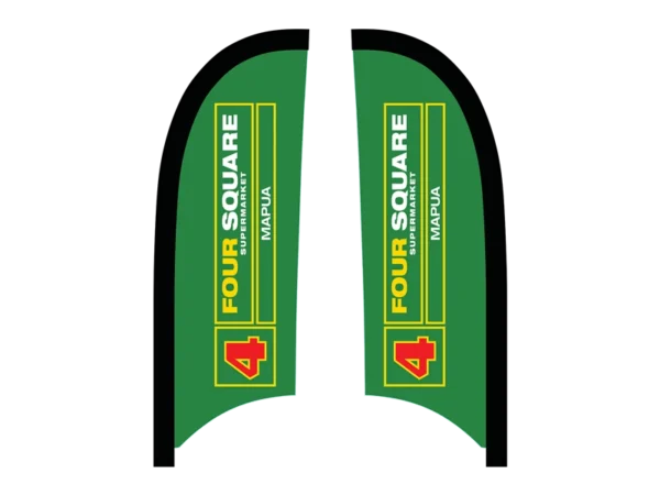 Custom feather flag signs for four square supermarket