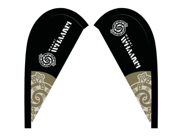 Custom teardrop flags for Waahi whaanui