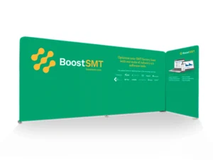 Tension fabric straight display backdrop for media wall photo booth