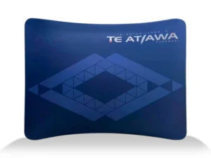 Tension fabric curved display wall for TE ATAWA