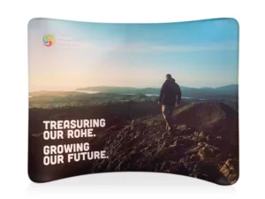 Tension fabric curved display wall for great wellington city council