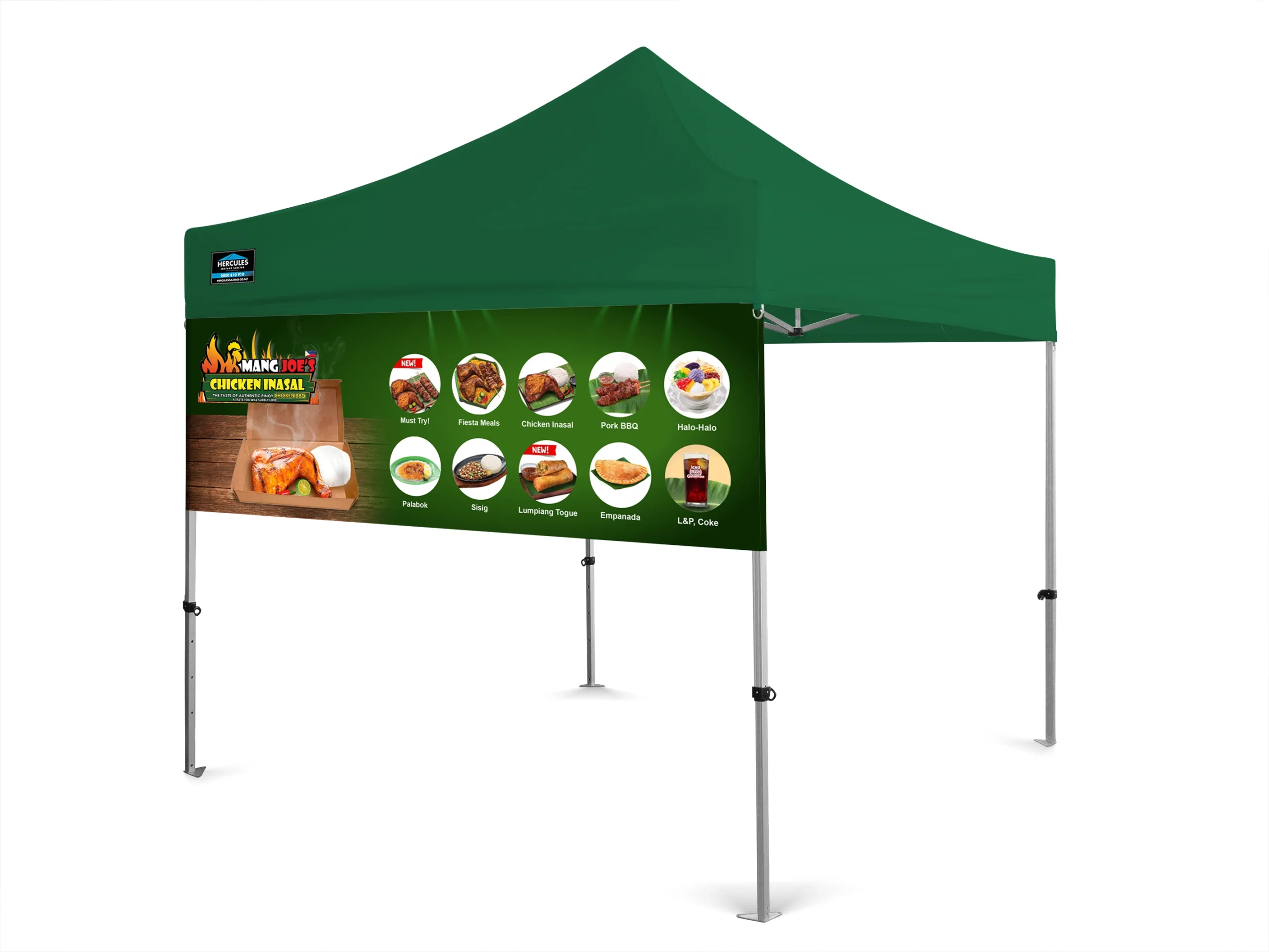 gazebo banners for food menu in size 3x1m